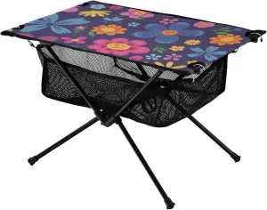 linqin Foldable Table Outdoor Amazing Florals Extendable Camper Tables with Storage Bag for Outdoor Beach Grill BBQ Travel