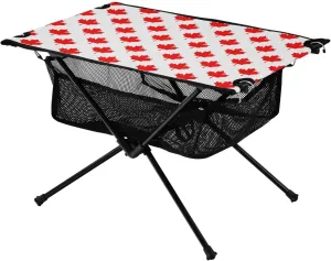 linqin Folding Outdoor Table Autumn Maple Red Leaves Thanksgiving Adjustable Outdoor Tailgate Essentials for Park Garden Beach Travel