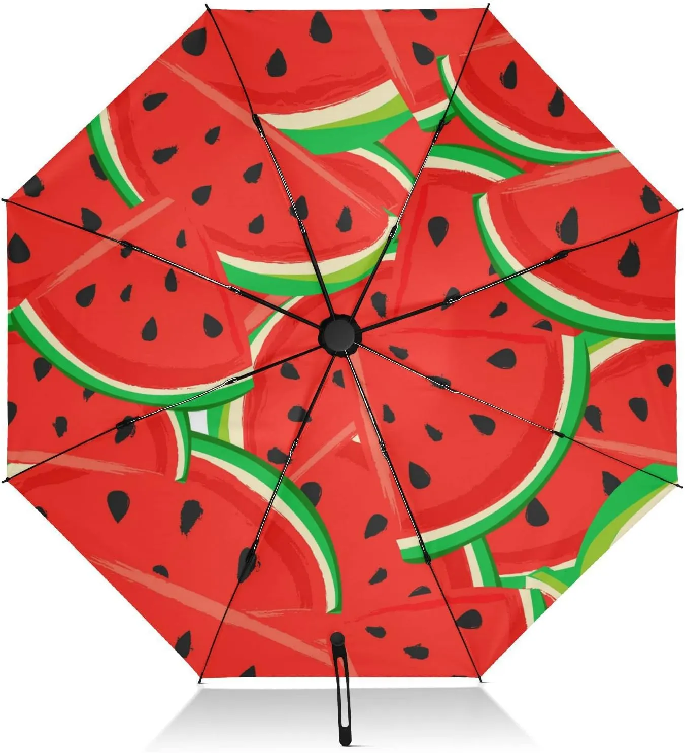 linqin Portable Compact Umbrella Watermelon Windproof Inverted Travel Umbrella for Sun Rain Large 8 Ribs UV Umbrella Automatic for Women Men