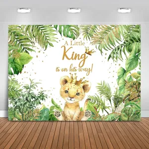 Lion Baby Shower Backdrop 7x5ft A Little King is On His Way Baby Shower Background Party Decorations for Boy Safari Baby Lion Banner Photo Booth Props