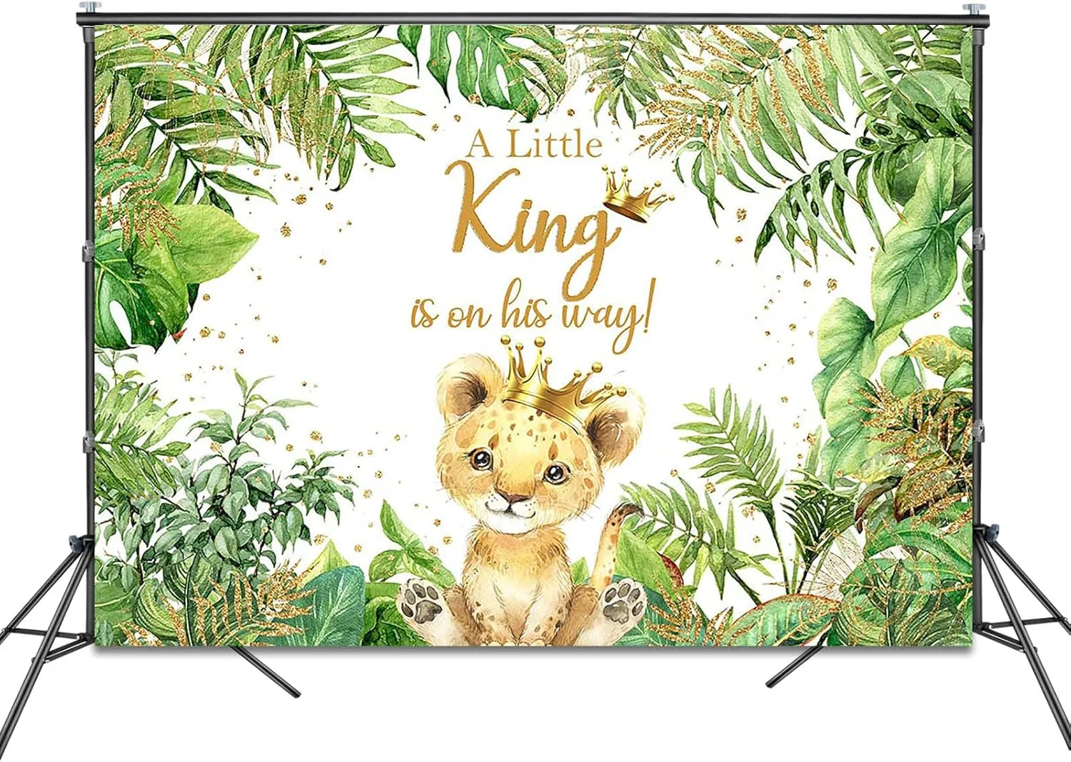 Lion Baby Shower Backdrop 7x5ft A Little King is On His Way Baby Shower Background Party Decorations for Boy Safari Baby Lion Banner Photo Booth Props