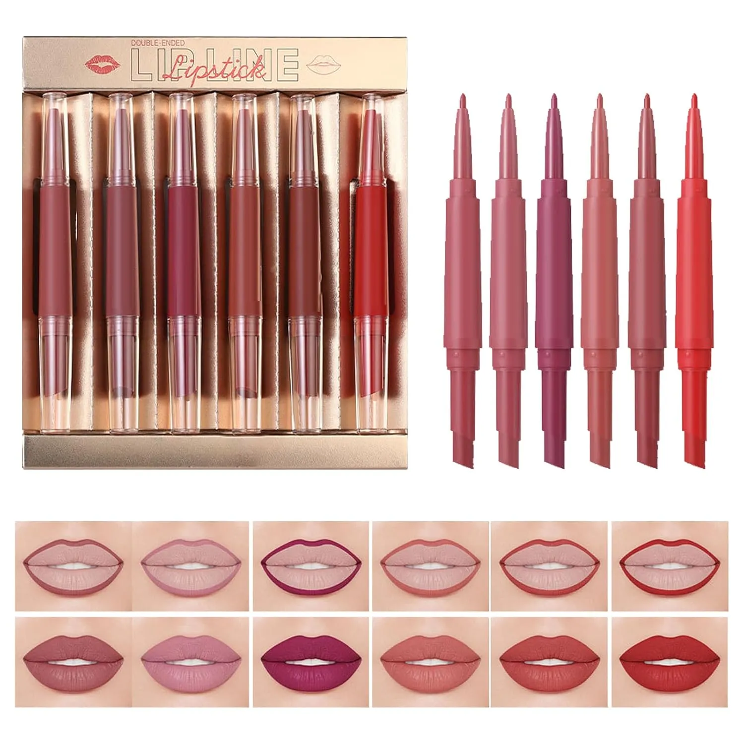 Lip Liner and Lipstick Sets for Women, Matte Velvet Makeup Lip Liner Stains Kit, Waterproof Makeup Stain Kit for Dating Travel Outdoor Shopping Trip Vacation