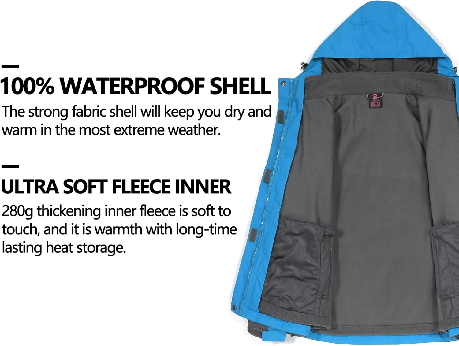 Little Donkey Andy Women's 3 in 1 Winter Ski Jacket Warm Fleece Liner Jacket Waterproof Windproof Snow Coat & Detachable Hood