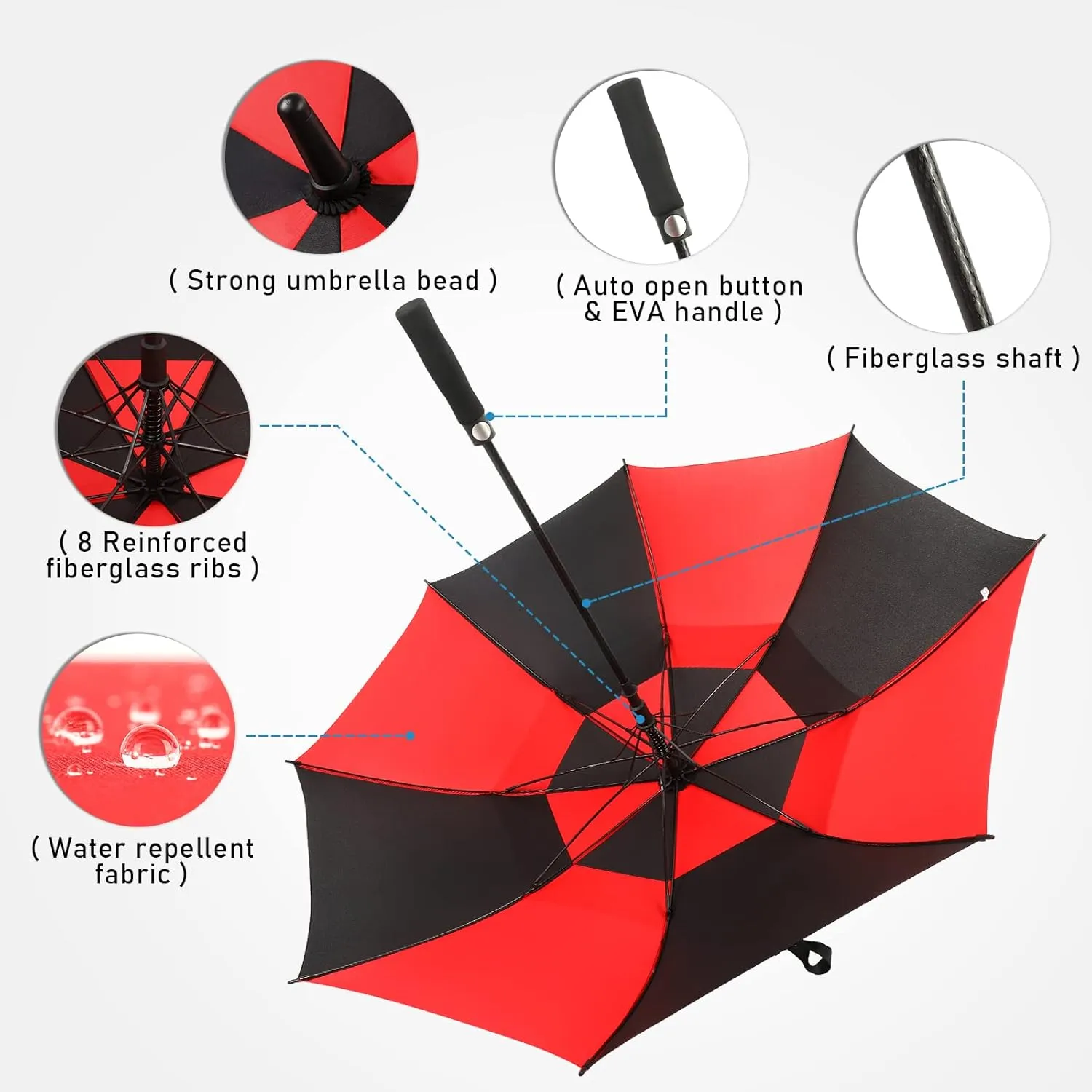 LLanxiry Umbrella Large Golf Umbrellas for Rain Windproof 54/62/68 Inch Automatic Open Double Canopy Oversized Vented Stick Umbrellas for Men and Women