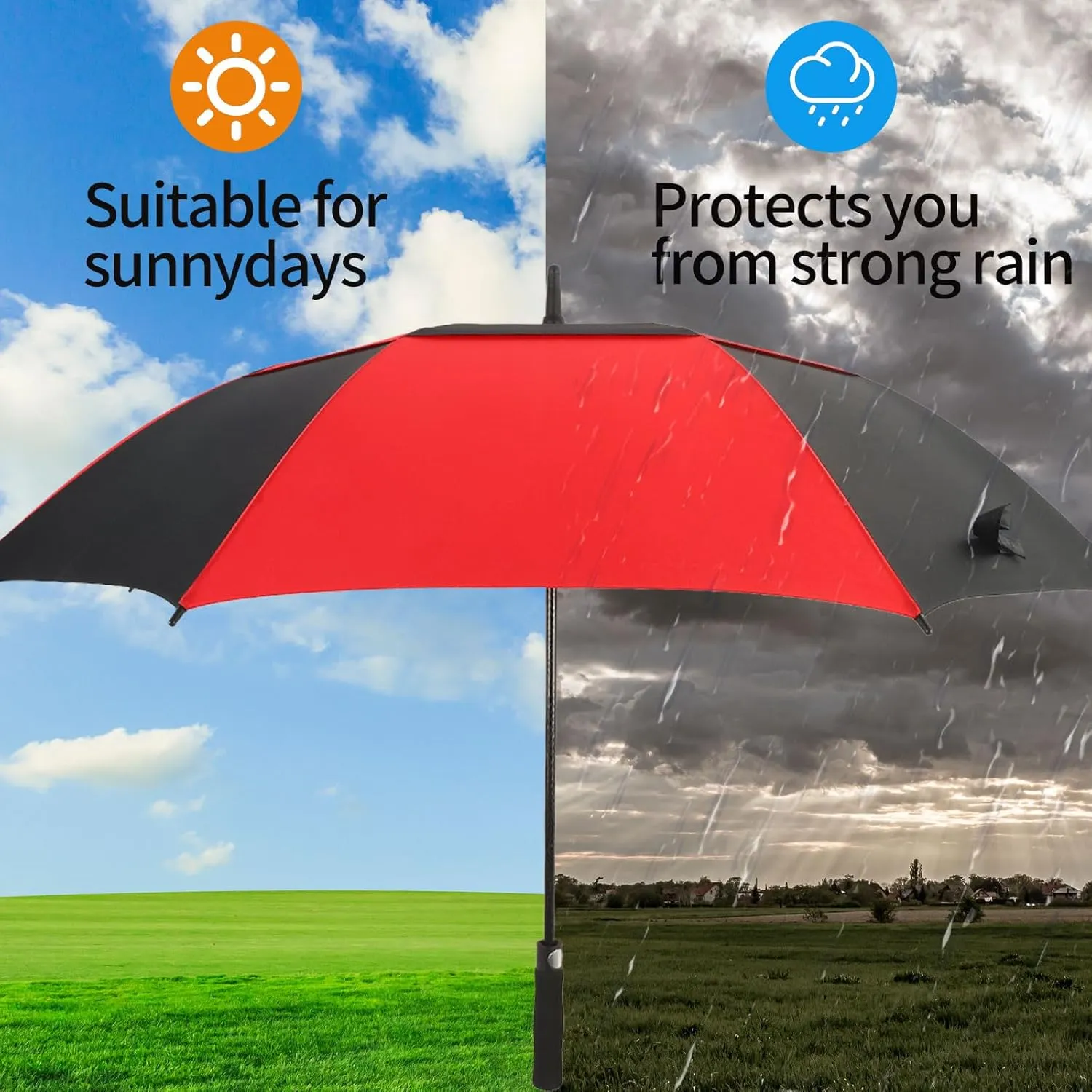 LLanxiry Umbrella Large Golf Umbrellas for Rain Windproof 54/62/68 Inch Automatic Open Double Canopy Oversized Vented Stick Umbrellas for Men and Women