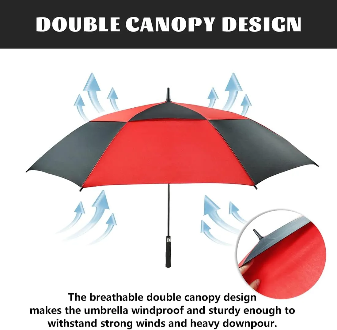 LLanxiry Umbrella Large Golf Umbrellas for Rain Windproof 54/62/68 Inch Automatic Open Double Canopy Oversized Vented Stick Umbrellas for Men and Women