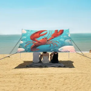 Lobster and Jellyfish Beach Camping Tent Sun Shelter for Whole Family, Beach Shade Canopy with UPF50  UV Protection,Easy Set Up and Carry,Outdoor Shade for Trips, Fishing, Backyard Fun Picnics