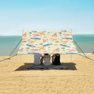 Lobster Repeat Pattern Beach Camping Tent Sun Shelter for Whole Family, Beach Shade Canopy with UPF50  UV Protection,Easy Set Up and Carry,Outdoor Shade for Trips, Fishing, Backyard Fun Picnics