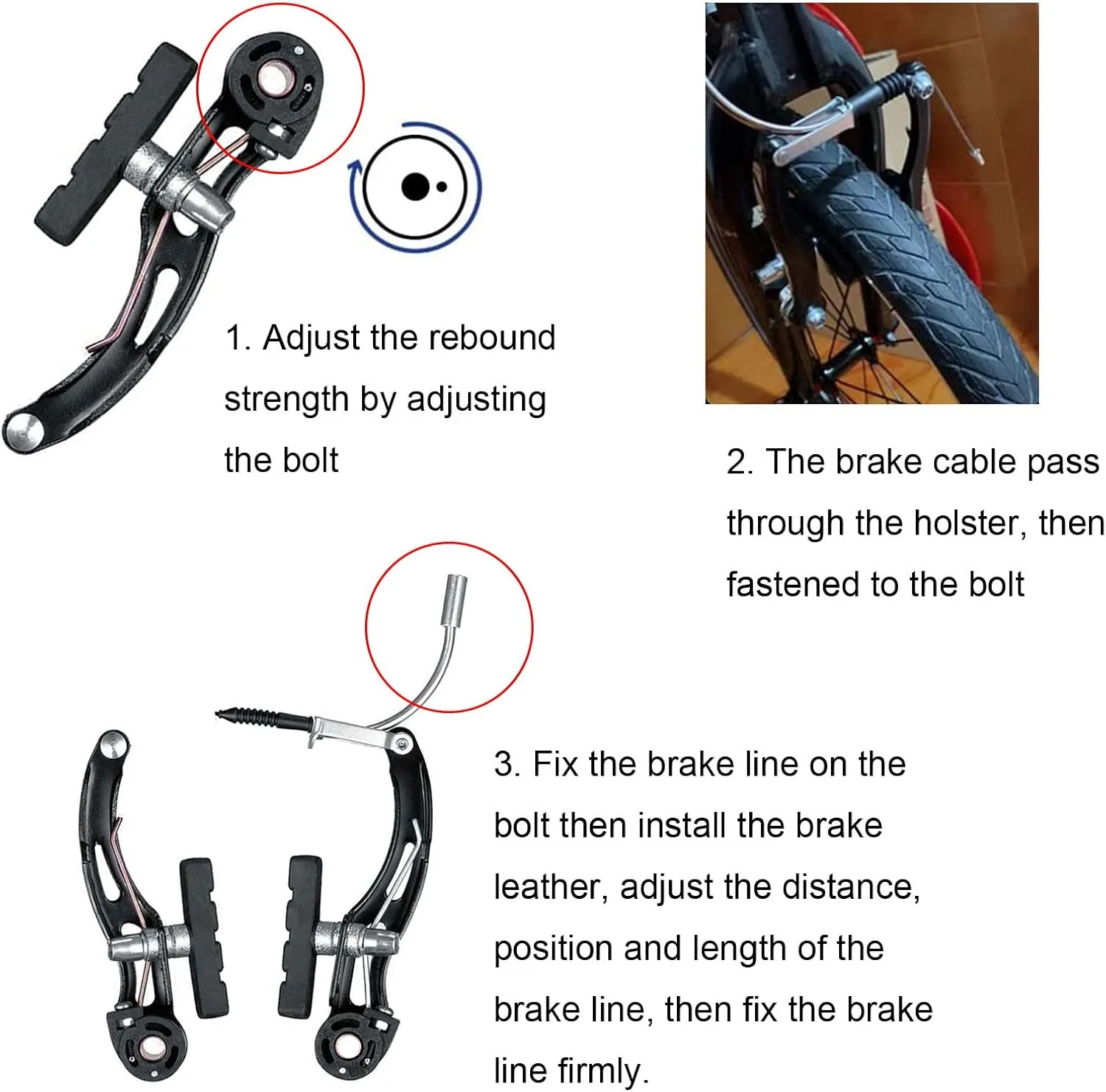 Lomodo 6 Pieces Bicycle Brake Accessories Including 2 Pack Aluminium Alloy Brake Levers (2.2 cm in Diameter) and 2 Pair V Brake Set and 2 Pack Brake Wire for Mountain/Road/MTB Bike(Red)
