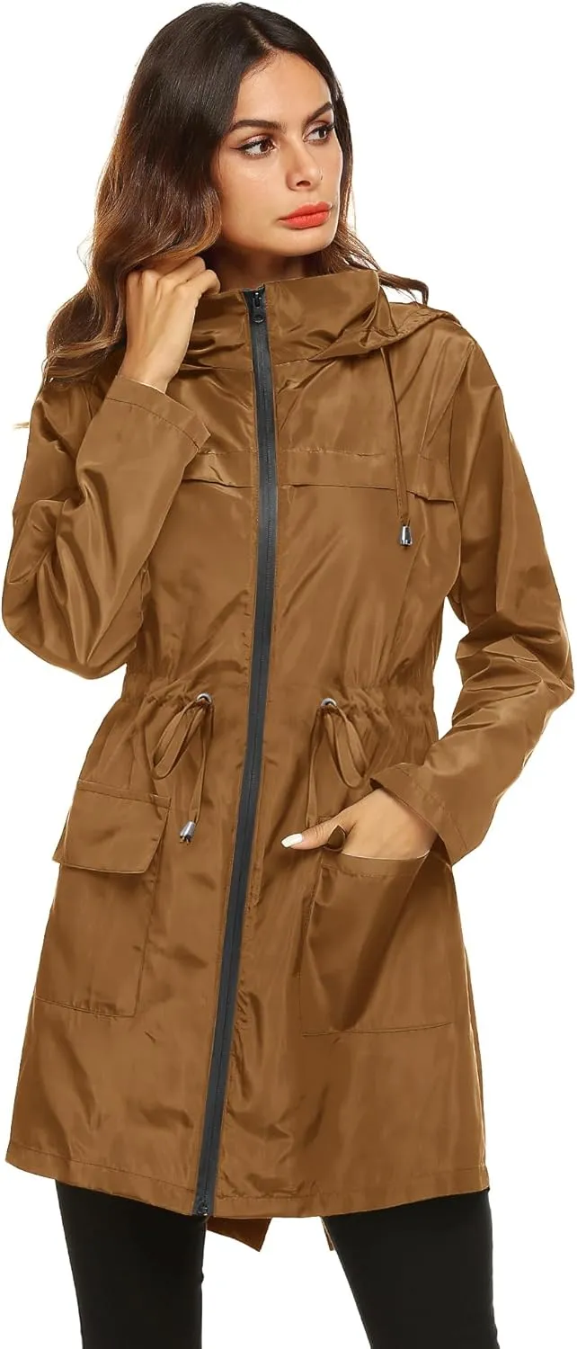 Lomon Women Waterproof Lightweight Rain Jacket Active Outdoor Hooded Raincoat