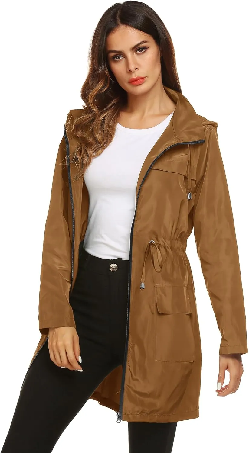 Lomon Women Waterproof Lightweight Rain Jacket Active Outdoor Hooded Raincoat