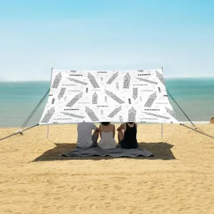 London Symbols Black White Beach Camping Tent Sun Shelter for Whole Family, Beach Shade Canopy with UPF50  UV Protection,Easy Set Up and Carry,Outdoor Shade for Trips, Fishing, Backyard Fun Pic
