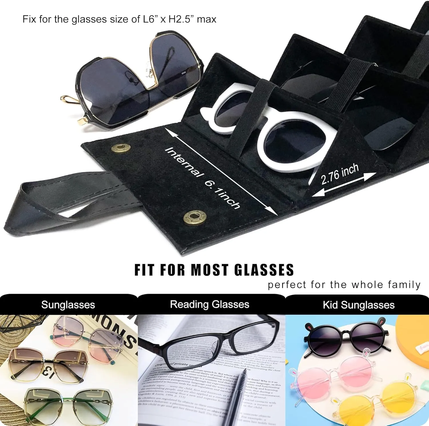 Longjet Sunglasses Organizer 5 Slots Travel Glasses Case Multiple Pairs Eyeglasses Storage Box Hanging Eyewear Holder