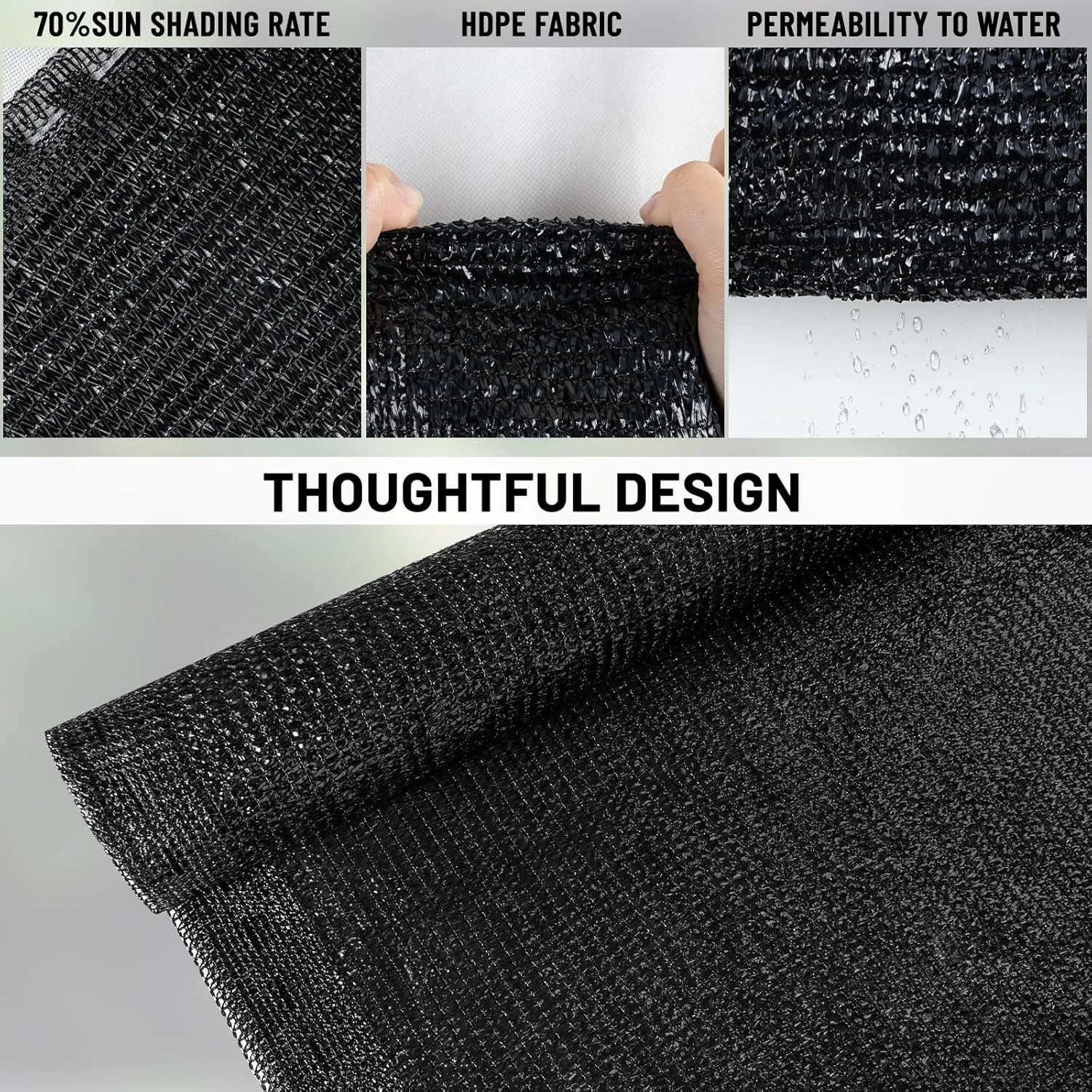 LOVE STORY 70% Shade Cloth Roll 5'10" x 100 ft Screen Cover for Garden, Greenhouse, Patio, Canopy (Black)