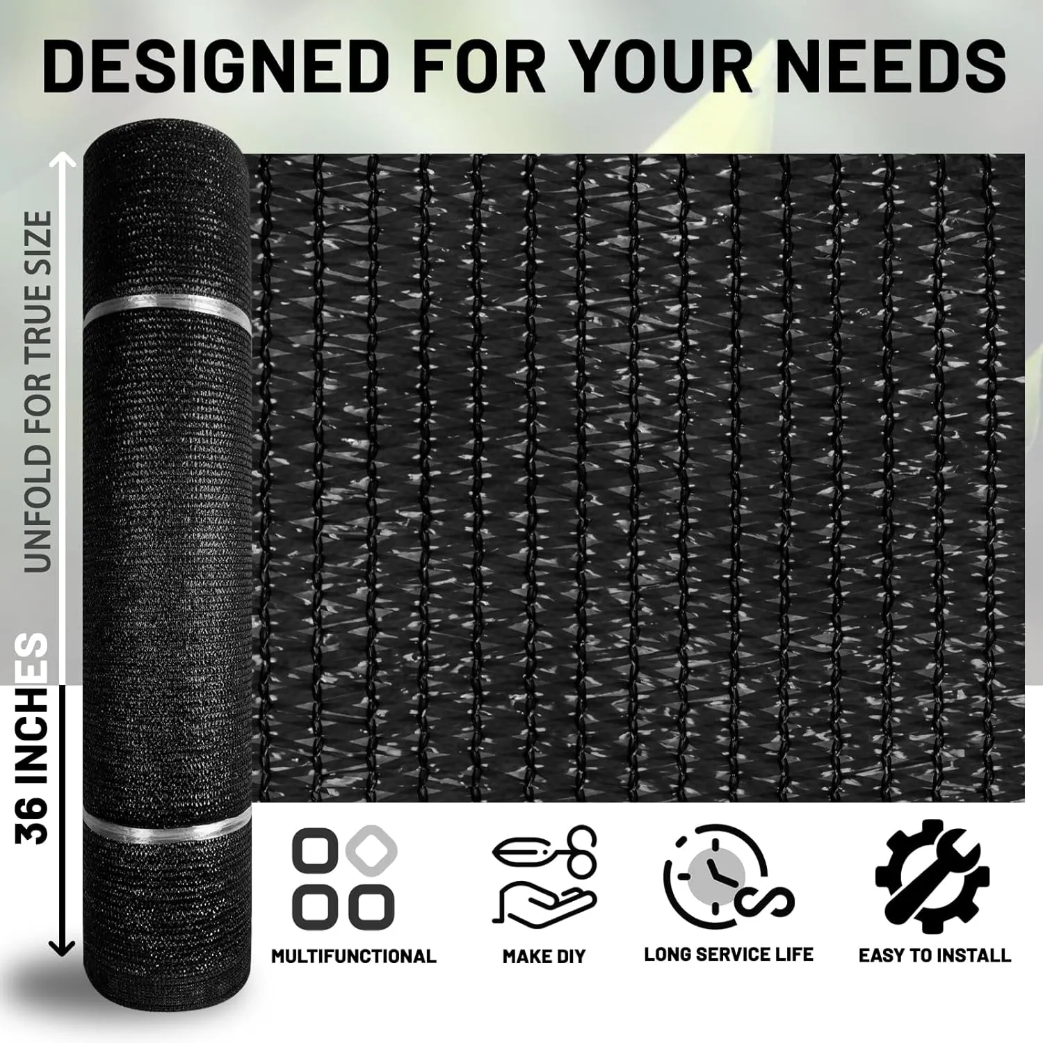 LOVE STORY 70% Shade Cloth Roll 5'10" x 100 ft Screen Cover for Garden, Greenhouse, Patio, Canopy (Black)