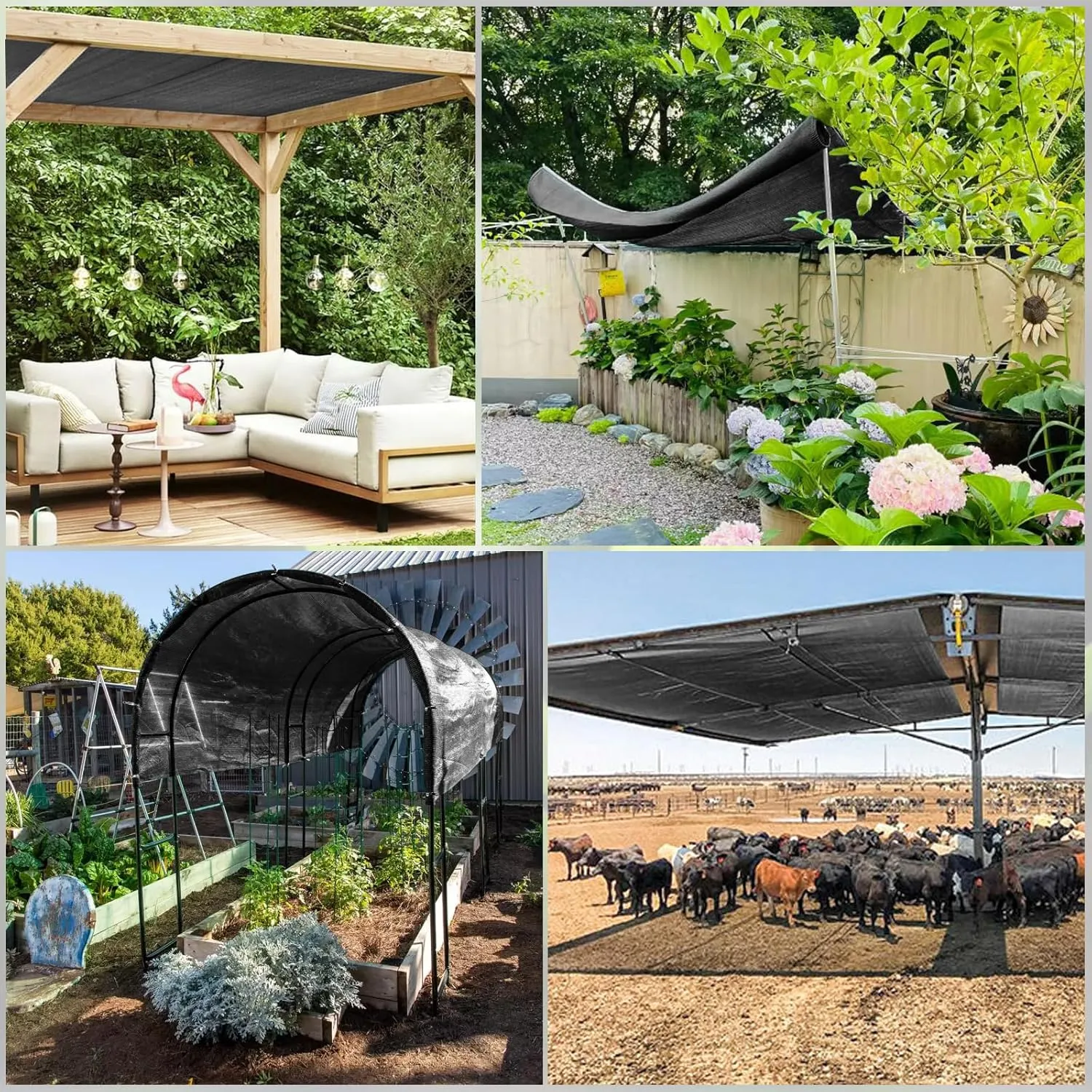 LOVE STORY 70% Shade Cloth Roll 5'10" x 100 ft Screen Cover for Garden, Greenhouse, Patio, Canopy (Black)