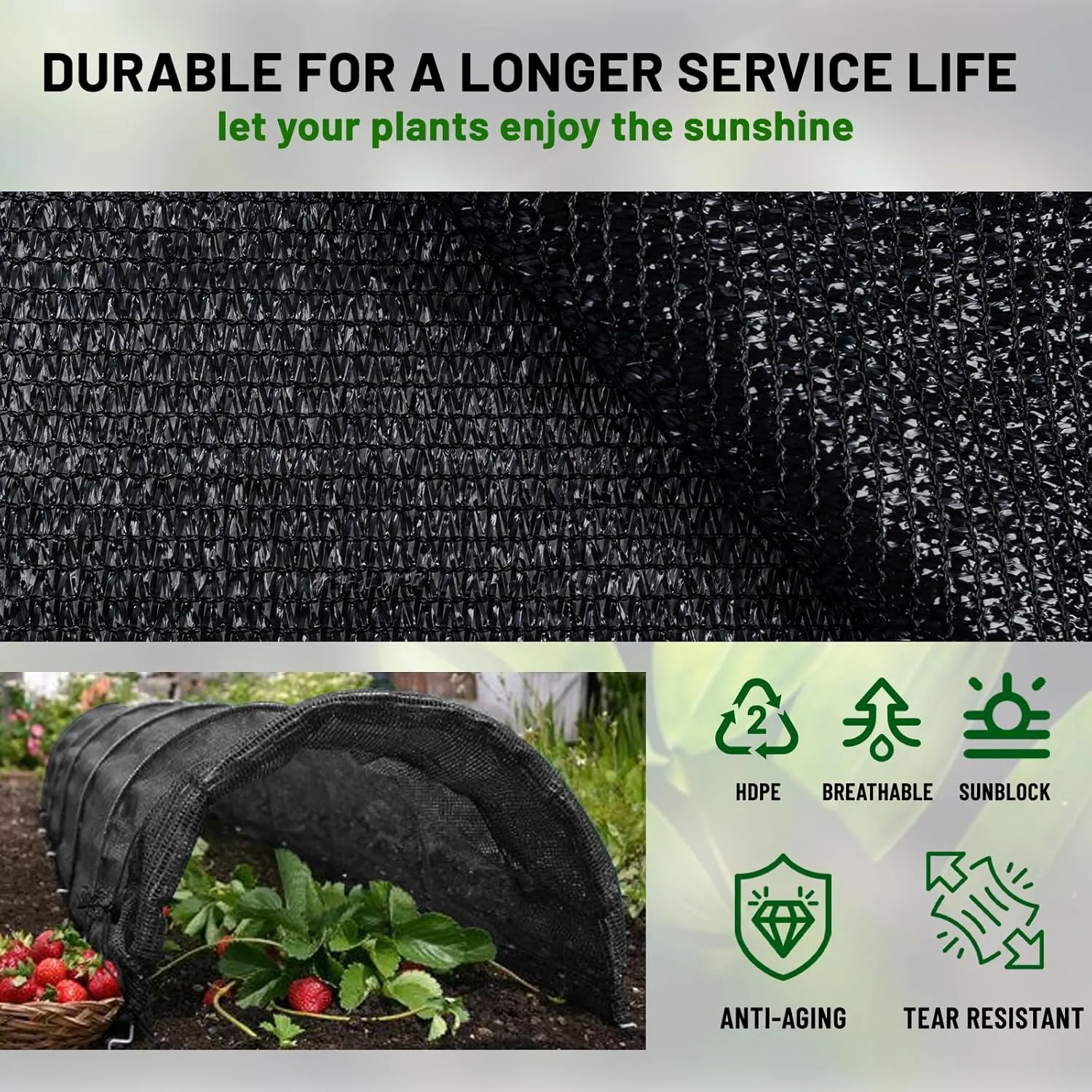 LOVE STORY 70% Shade Cloth Roll 5'10" x 100 ft Screen Cover for Garden, Greenhouse, Patio, Canopy (Black)