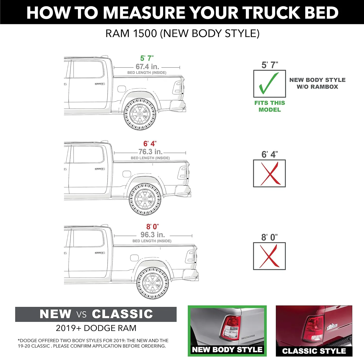 Lund Genesis Roll Up Soft Roll Up Truck Bed Tonneau Cover | 960165 | Fits 2019 - 2023 Dodge Ram 1500, w/out Multifunction tailgate 5' 7" Bed (67.4")