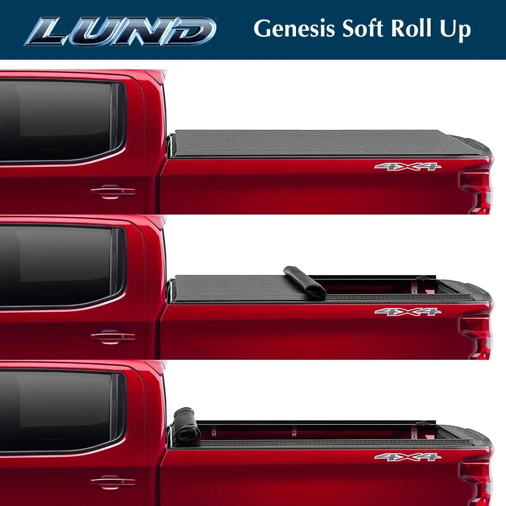 Lund Genesis Roll Up Soft Roll Up Truck Bed Tonneau Cover | 96063 | Fits 2003 - 2018, 2019 - 2020 Classic Dodge Ram 1500 8' Bed (96")