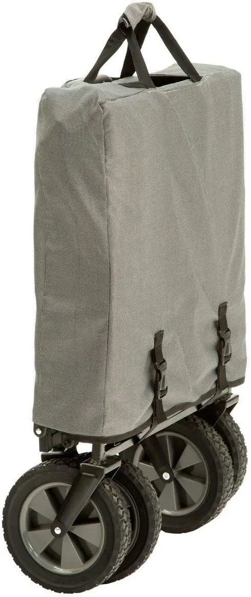 Mac Sports Collapsible Outdoor Utility Wagon with Folding Table and Drink Holders, Gray