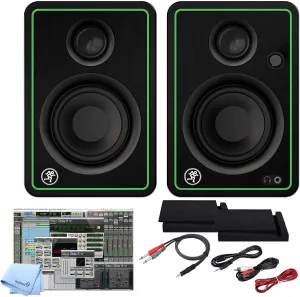 Mackie CR5-X BT Five-Inch Creative Reference Multimedia Bluetooth Monitors Bundle with and Pro Cable Kit Featuring Pro Tools First DAW Music Editing Software   Isolation Pads