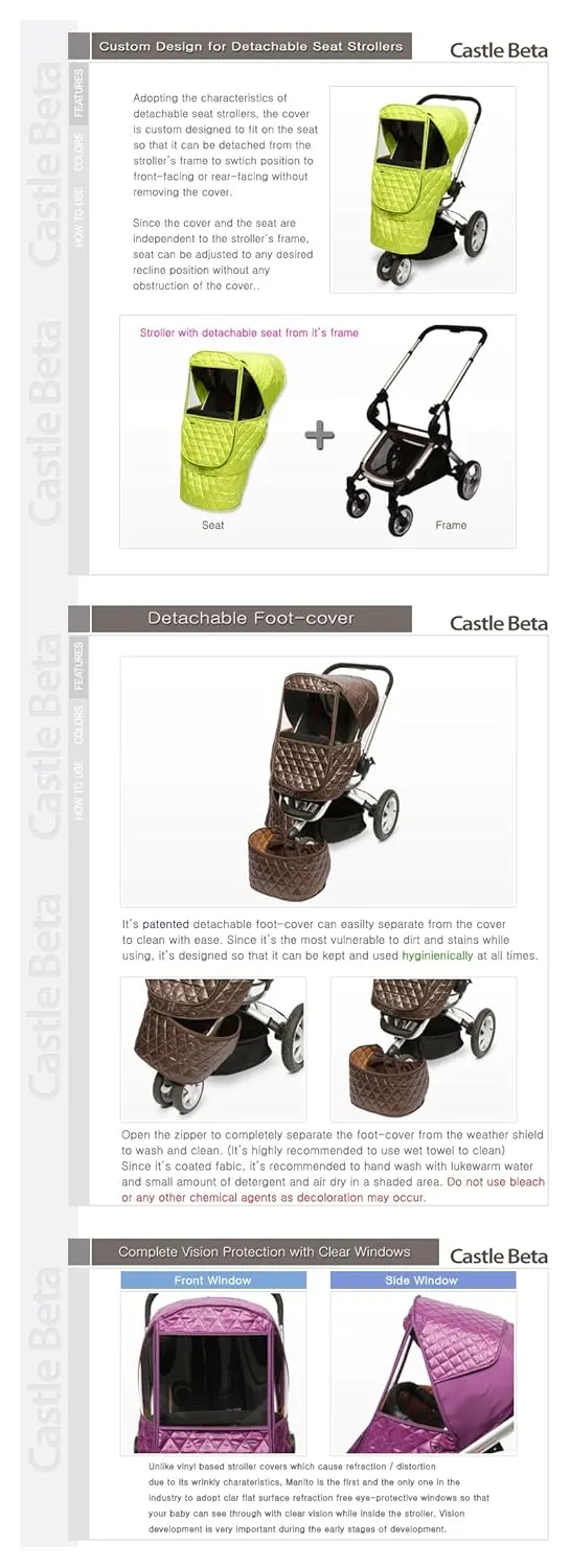 Manito Castle Beta Stroller Weather Shield (Purple)