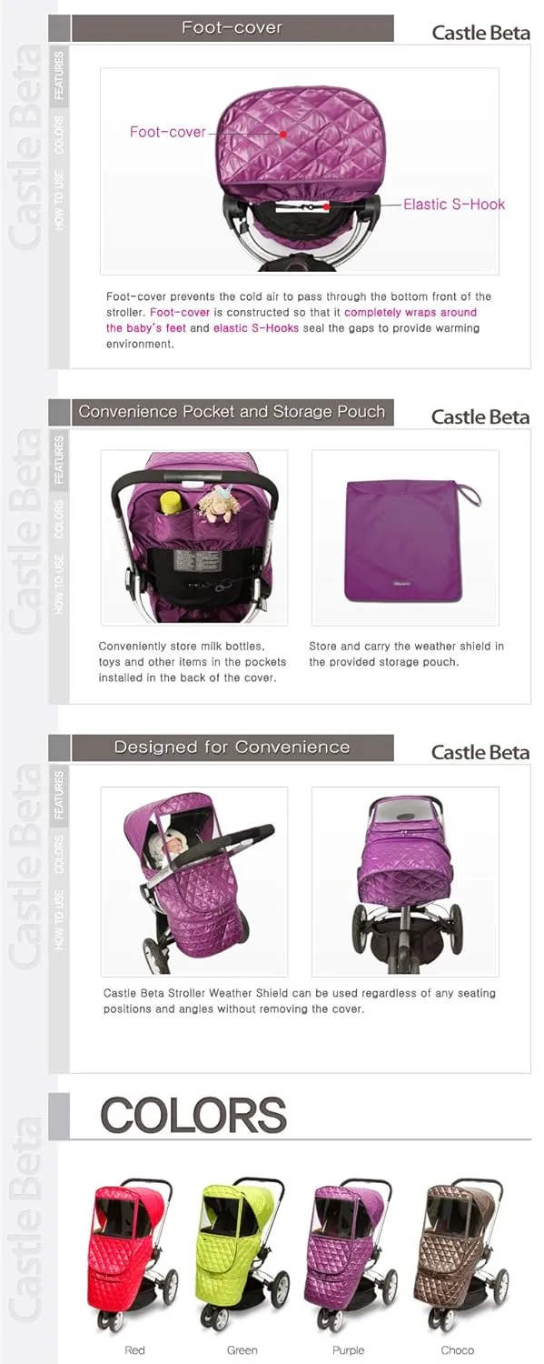 Manito Castle Beta Stroller Weather Shield (Purple)