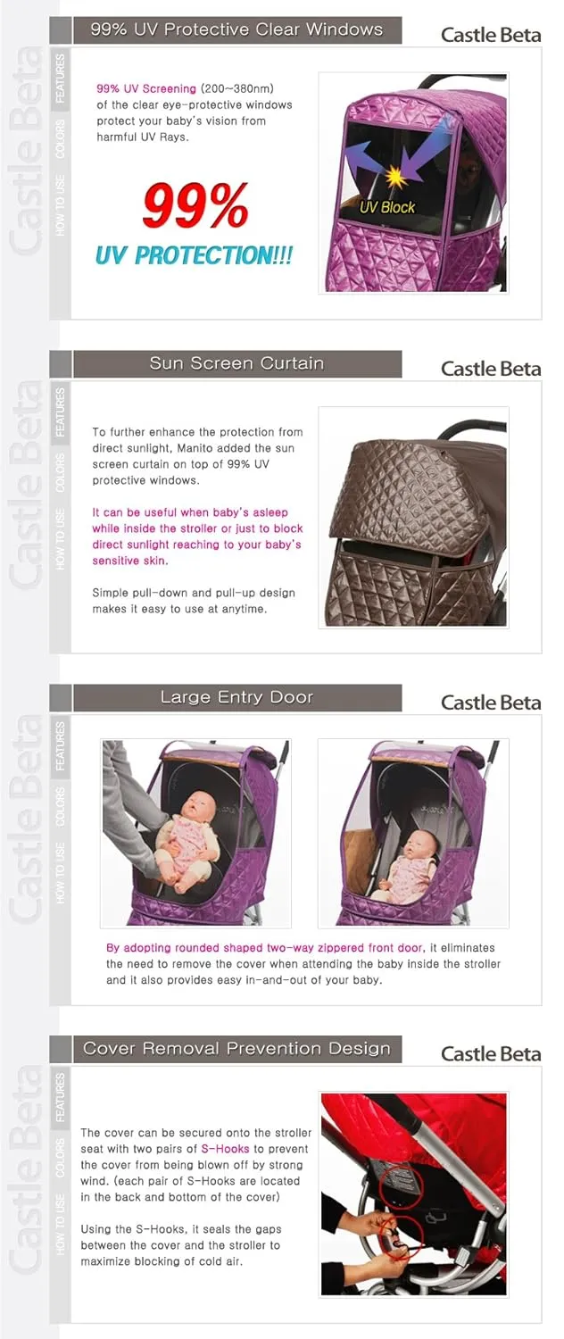Manito Castle Beta Stroller Weather Shield (Purple)