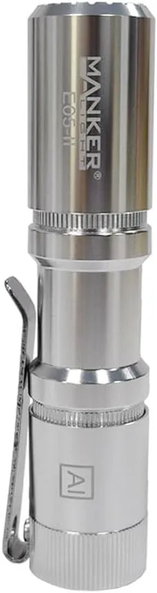 Manker E05 II (Silvery, Cool White Version, 6500K) Compact EDC Flashlight, High Density LED 1300 Lumens,IPX8 Waterproof,with Filters,Excluded Battery