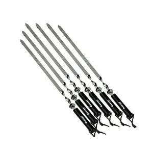 Master Grill MG133 Set of 6 Barbecue Grill Skewers, 60 cm, Stainless Steel and Wood