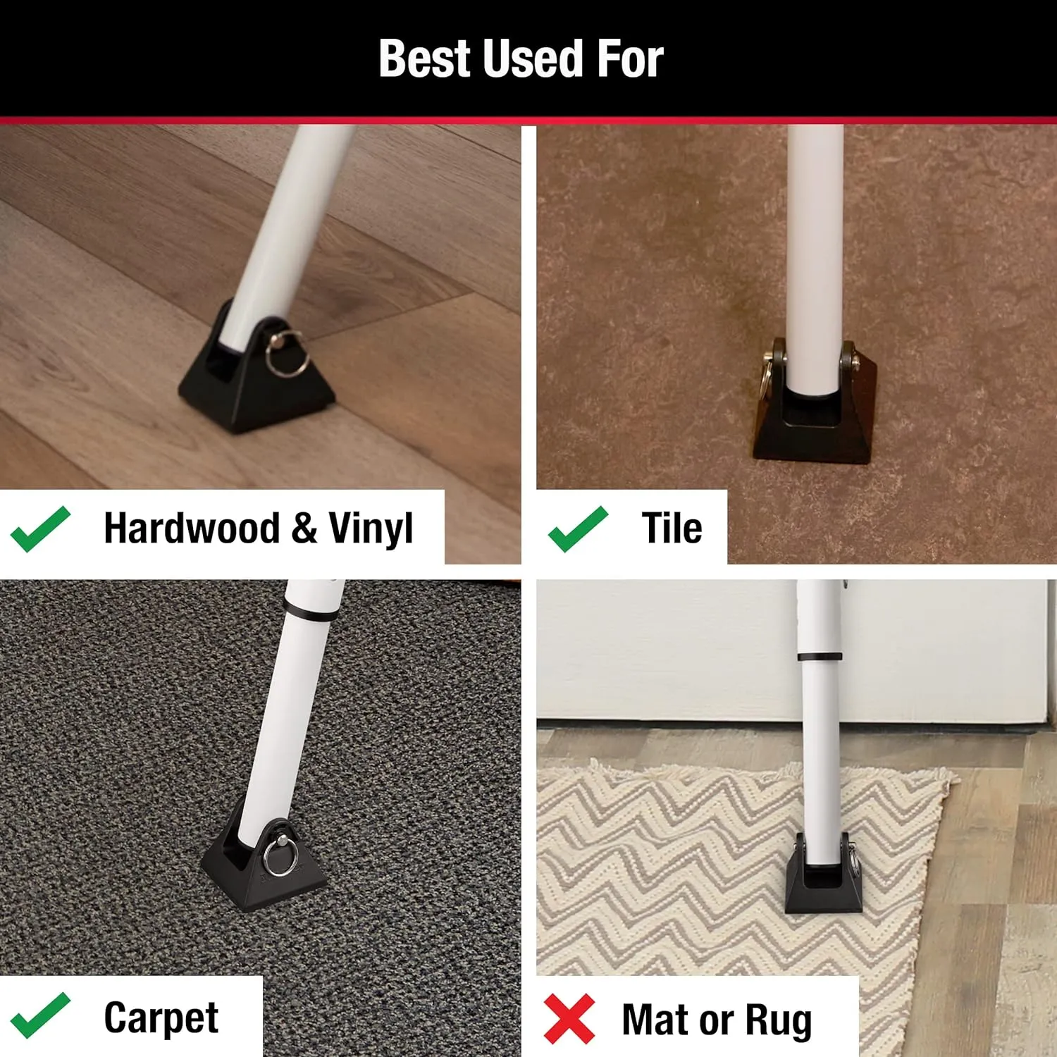 Master Lock Sliding Door Stopper and Door Security Bar, Adjustable for Hinged and Sliding Doors, Compact Enough to Travel for Hotel Security, White, 270EC