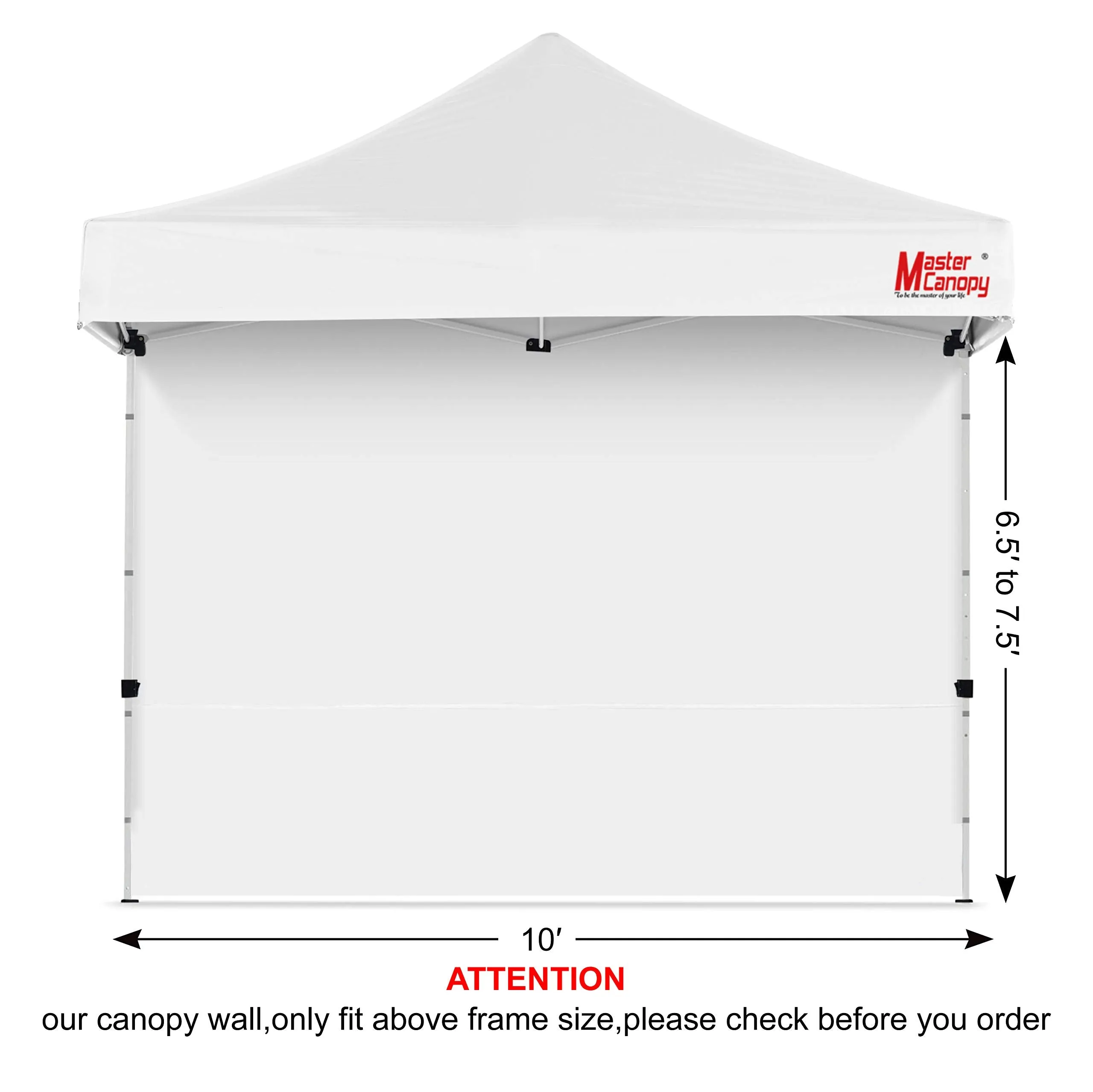 MASTERCANOPY Instant Canopy Tent Sidewall for 10x10 Pop Up Canopy, 1 Piece, White