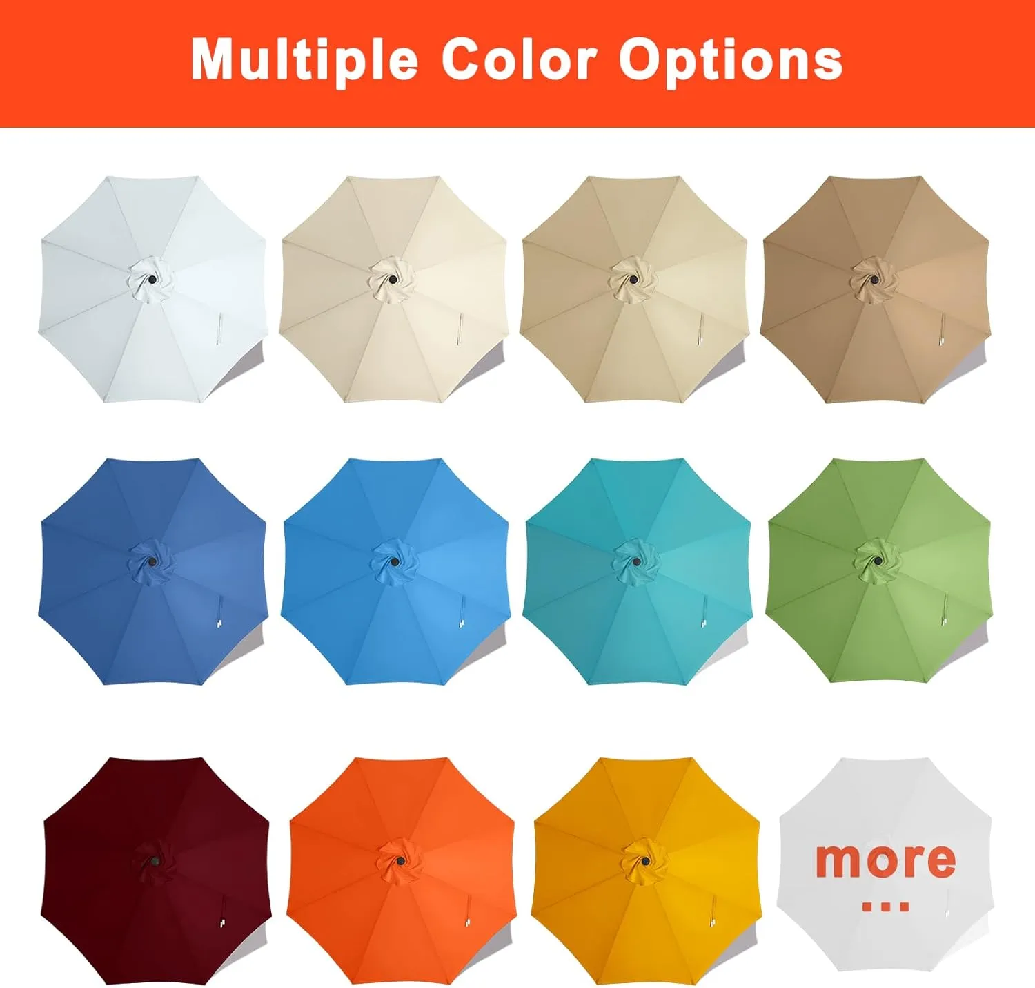 MASTERCANOPY Patio Umbrella 9 ft Replacement Canopy for 8 Ribs-Khaki Canopy Only