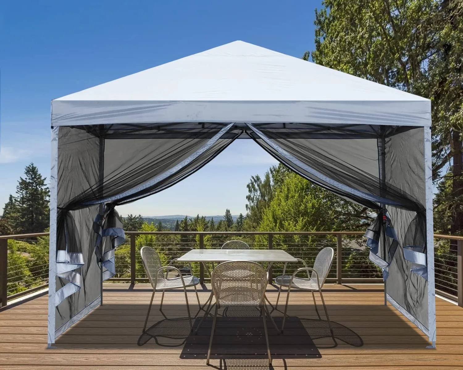 MASTERCANOPY Pop-Up Setup Outdoor Canopy with Netting Screen Walls (10x10, White)