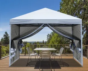 MASTERCANOPY Pop-Up Setup Outdoor Canopy with Netting Screen Walls (10x10, White)