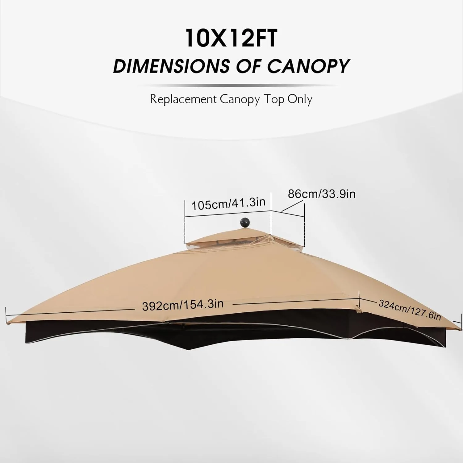 MASTERCANOPY Replacement Canopy Top for Lowe's Allen Roth 10x12 Gazebo #GF-12S004B-1 (Beige Plaid)