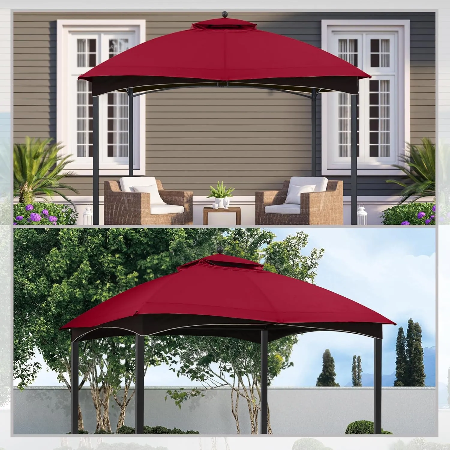 MASTERCANOPY Replacement Canopy Top for Lowe's Allen Roth 10x12 Gazebo #GF-12S004B-1 (Burgundy)