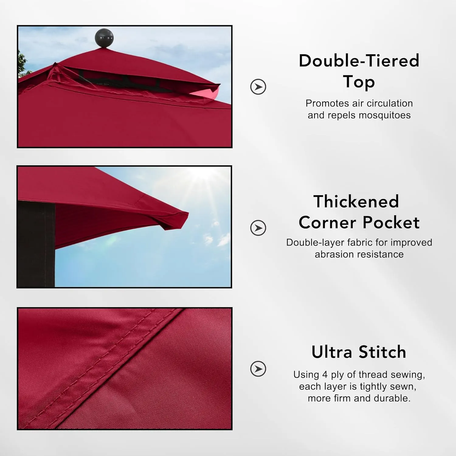 MASTERCANOPY Replacement Canopy Top for Lowe's Allen Roth 10x12 Gazebo #GF-12S004B-1 (Burgundy)