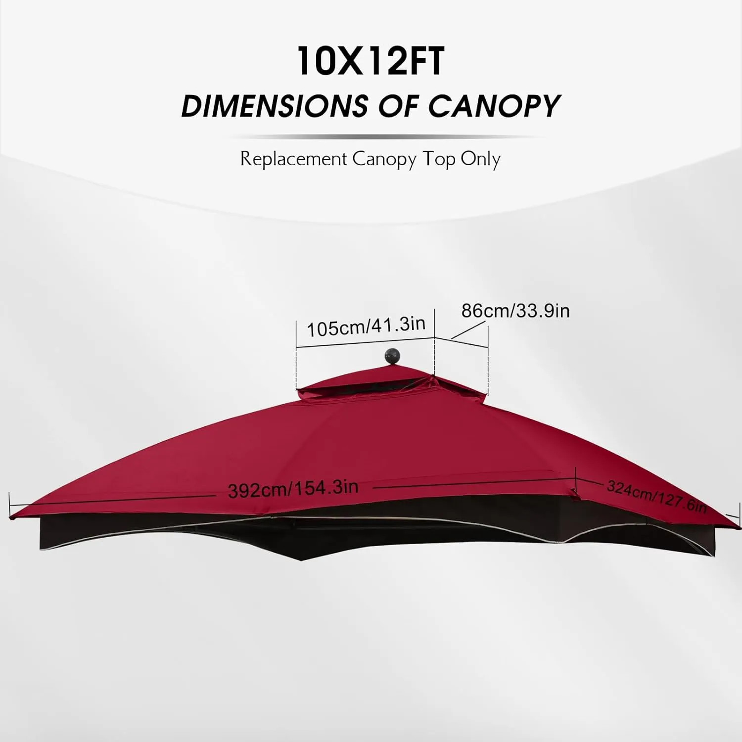 MASTERCANOPY Replacement Canopy Top for Lowe's Allen Roth 10x12 Gazebo #GF-12S004B-1 (Burgundy)