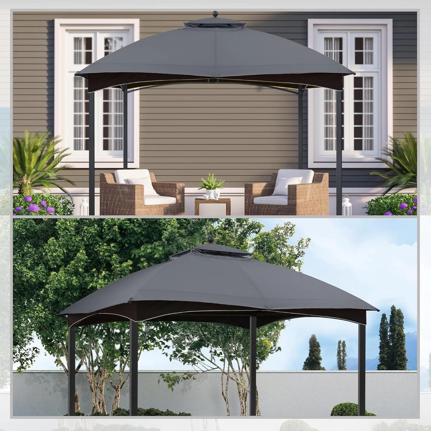 MASTERCANOPY Replacement Canopy Top for Lowe's Allen Roth 10x12 Gazebo #GF-12S004B-1 (Gray)