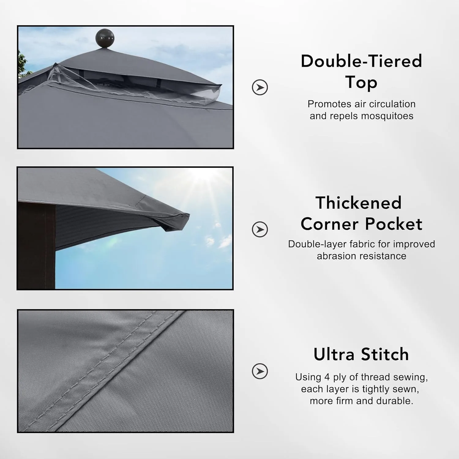 MASTERCANOPY Replacement Canopy Top for Lowe's Allen Roth 10x12 Gazebo #GF-12S004B-1 (Gray)