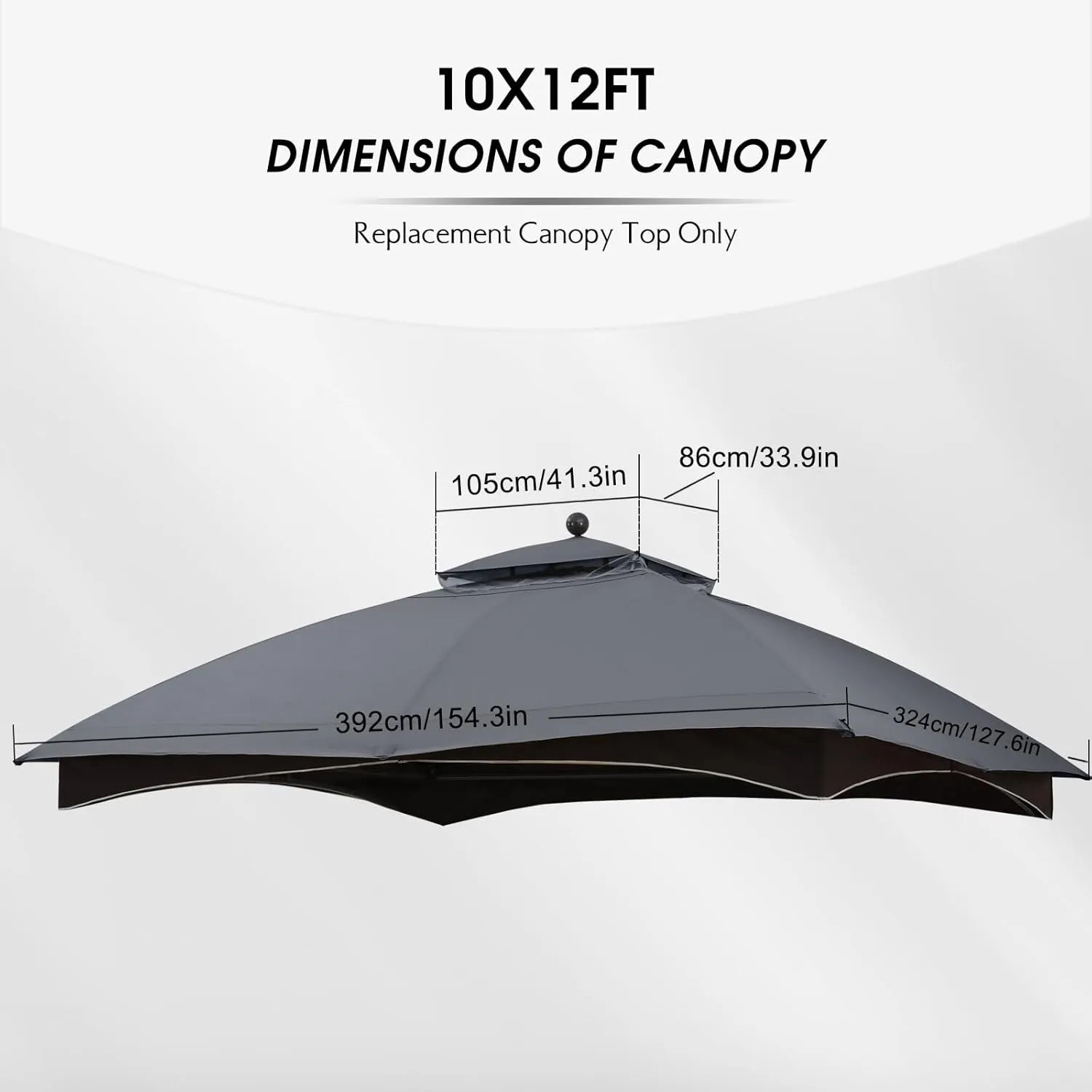 MASTERCANOPY Replacement Canopy Top for Lowe's Allen Roth 10x12 Gazebo #GF-12S004B-1 (Gray)