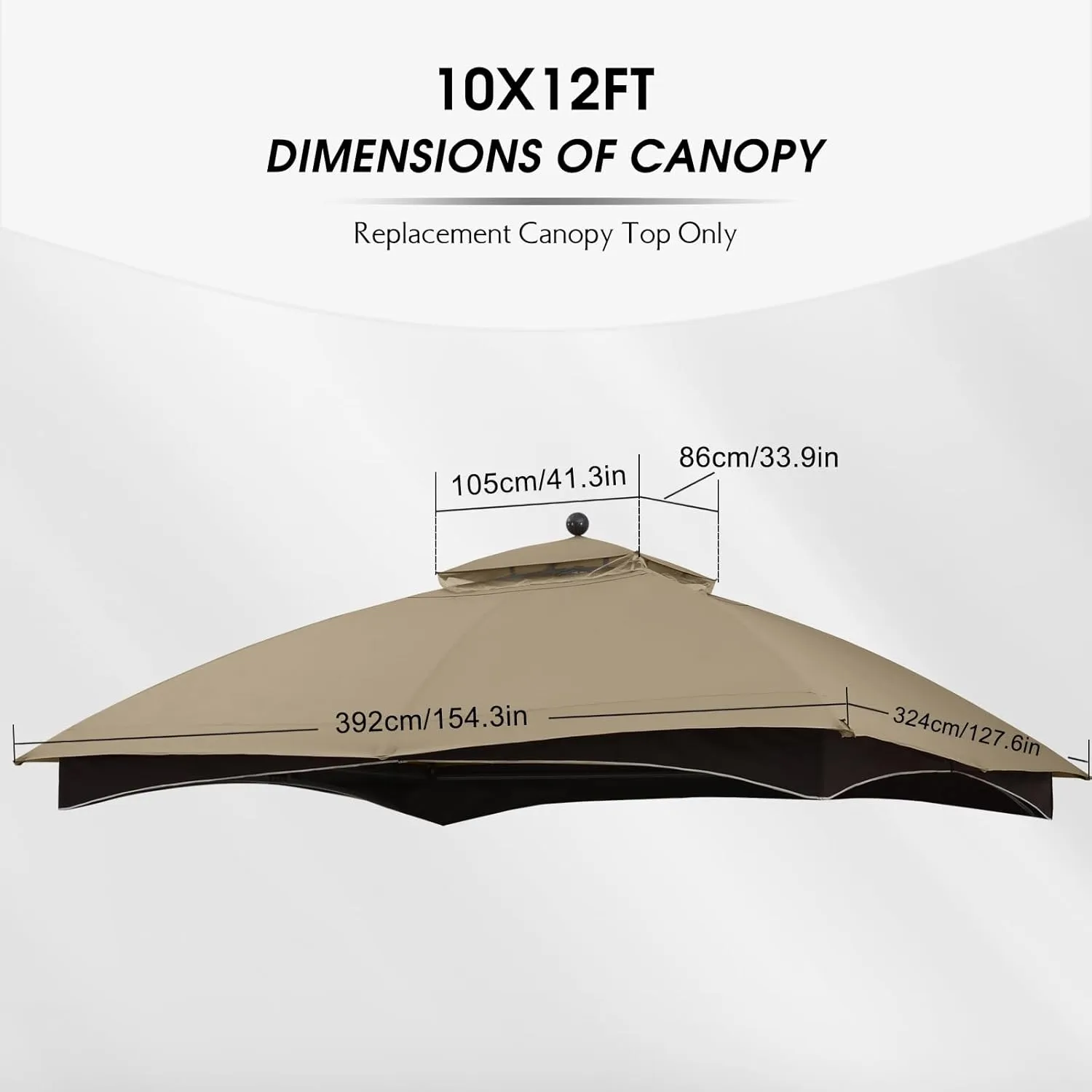 MASTERCANOPY Replacement Canopy Top for Lowe's Allen Roth 10x12 Gazebo #GF-12S004B-1 (Khaki)