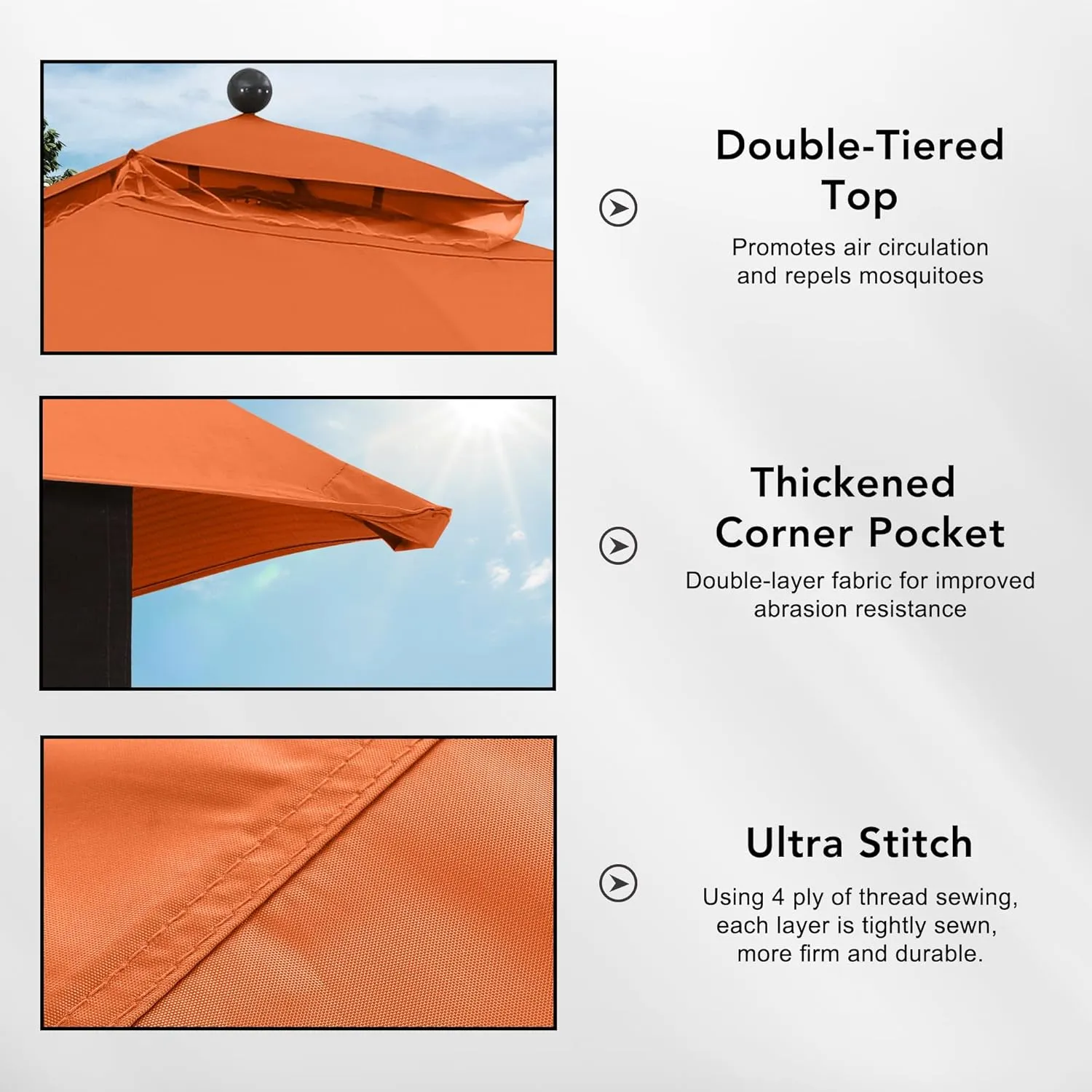 MASTERCANOPY Replacement Canopy Top for Lowe's Allen Roth 10x12 Gazebo #GF-12S004B-1 (Rust Red)