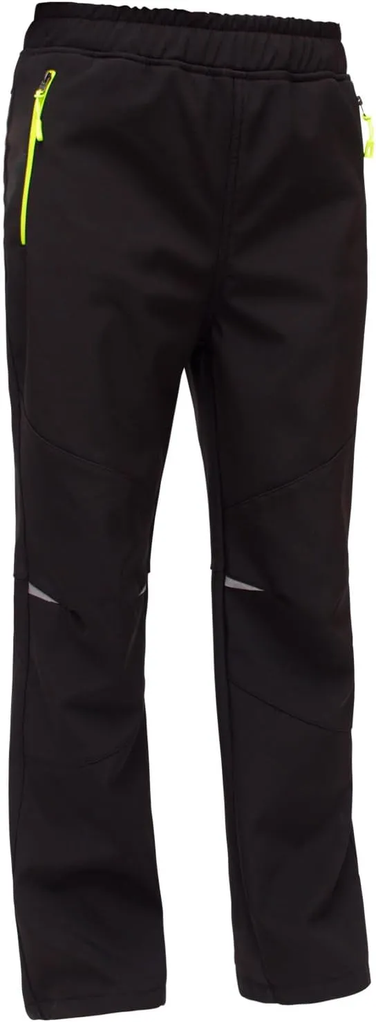 MEILONGER Boys Girls Softshell Hiking Pants Fleece Lined Skiing Snow Pants Kids Outdoor Trousers