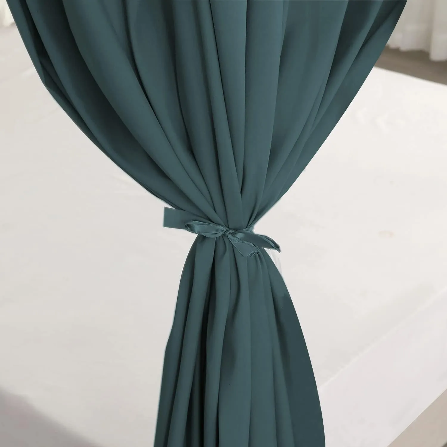 Mengersi Four Corner Post Bed Canopy Bed Curtains Sheer Canopy Bedroom Decoration Lightproof Windproof (King, Dark Green)