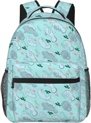 MENRIAOV Manatees Algae Double Shoulder Bag Backpack Adjustable Shoulder Large Capacity Travel Outdoor Laptop Backpack