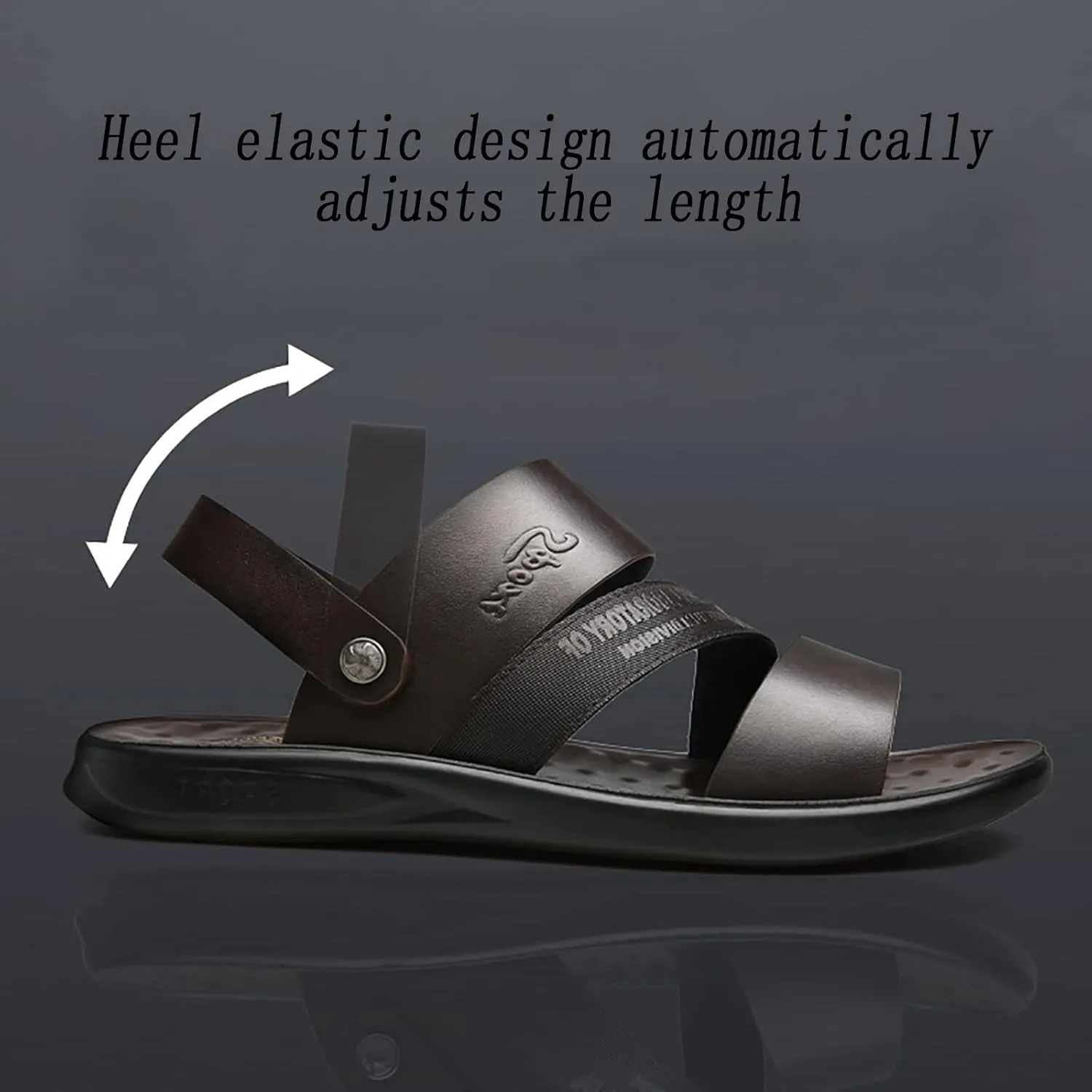 Men's Beach Slippers, Summer Lightweight Casual with Two Adjustable Straps Open Toe ls, Outdoor Soft High Elastic Non-slip Soles Beach Trainers