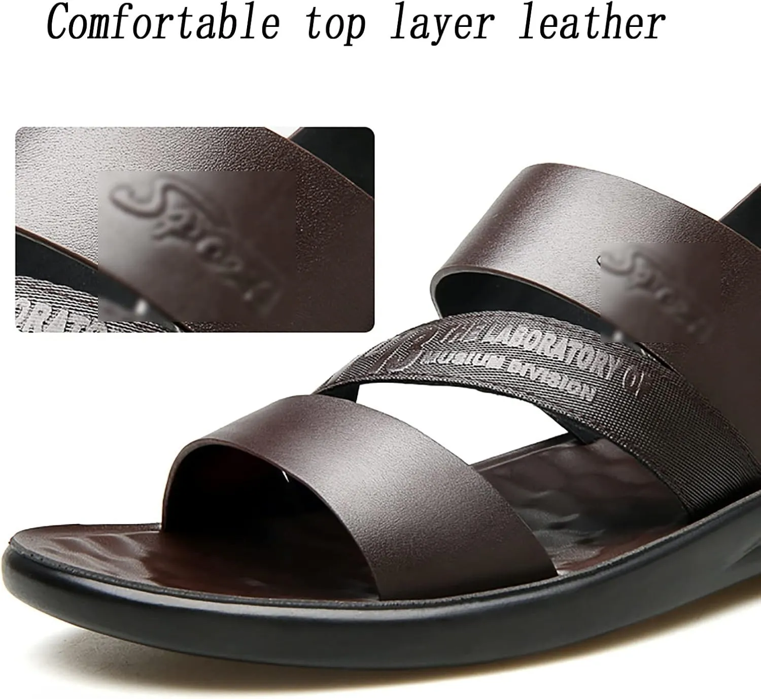 Men's Beach Slippers, Summer Lightweight Casual with Two Adjustable Straps Open Toe ls, Outdoor Soft High Elastic Non-slip Soles Beach Trainers