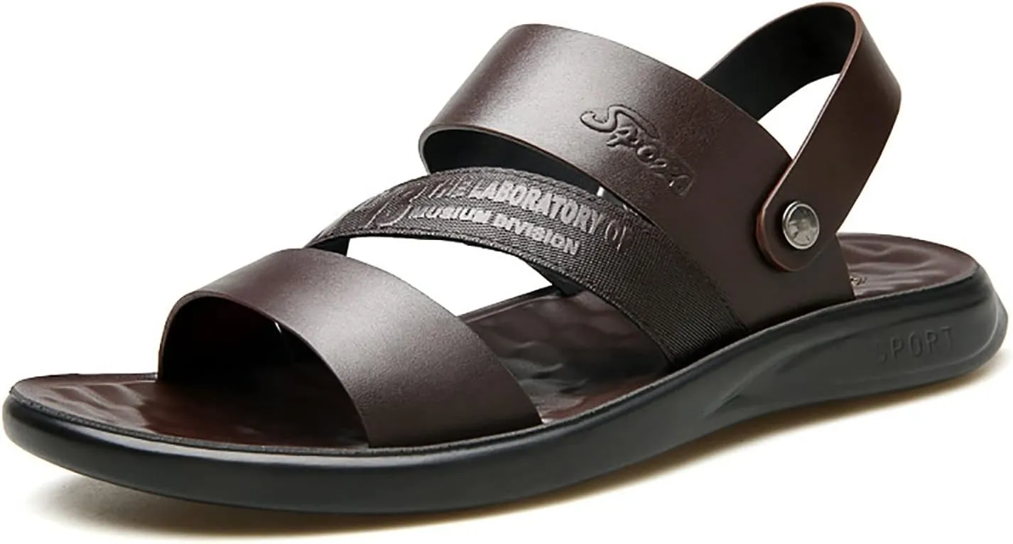 Men's Beach Slippers, Summer Lightweight Casual with Two Adjustable Straps Open Toe ls, Outdoor Soft High Elastic Non-slip Soles Beach Trainers
